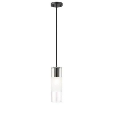 Подвеска Alton 1-Light - Современный стальной цилиндр со стеклом ручной работы и регулируемой яркостью, черный