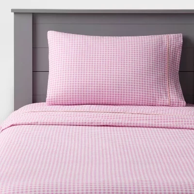 Детский хлопковый комплект простыней Pillowfort Gingham, розовый