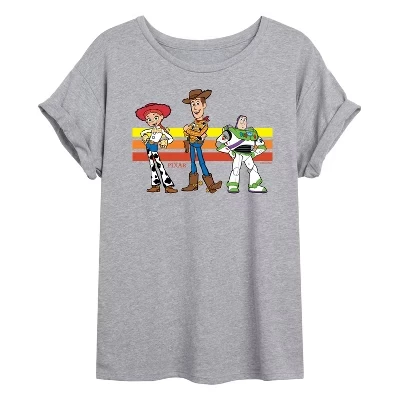 Женская футболка Toy Story Buzz, Woody и Jessie, серая
