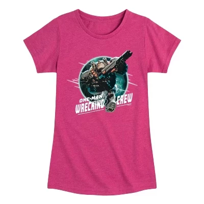 Облегающая футболка с коротким рукавом и графическим рисунком heather fuchsia от One-Man Wrecking Crew