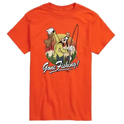 Мужская футболка с коротким рукавом Goofy Gone Fishing с графическим рисунком оранжевого цвета