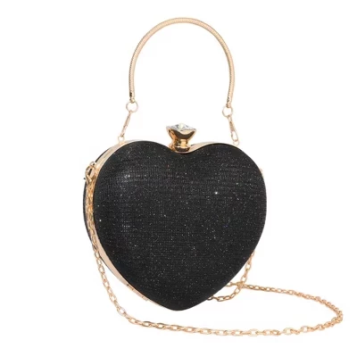 Женский клатч INSPIRE CHIC Heart со стразами черный