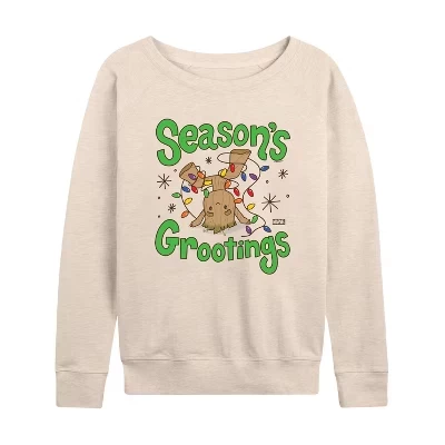 Женская рубашка - - Seasons Grootings Легкая французская махровая рубашка с широким вырезом и длинным рукавом с рисунком birch