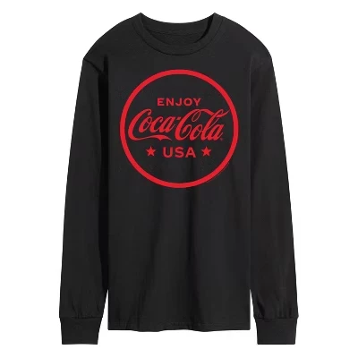 Мужская футболка Enjoy Coca Cola USA с длинным рукавом и графическим рисунком, черная