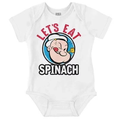 Popeye Let's Eat Spinach Классный детский комбинезон в стиле ретро для мальчиков или девочек белого цвета с лицензией