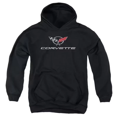 Мужская толстовка с капюшоном Chevrolet Corvette Modern Emblem для мальчиков, черная