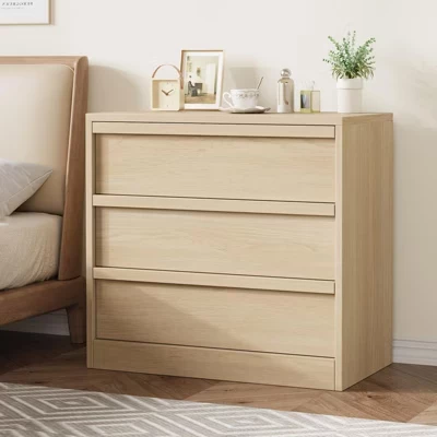 Комод с 3/4/5 выдвижными ящиками для спальни, Комоды и комод-тумба с изогнутым профилем, Дерево Середины века, Органайзер для вертикального хранения, натуральный дуб