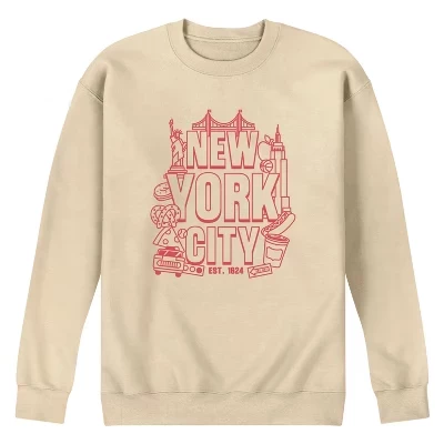 Мужская - - Флисовая толстовка New York City Icons с графическим принтом кремового цвета