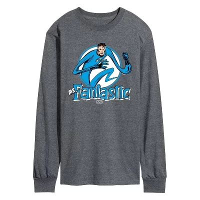 Мужская футболка Fantastic Four Mr Fantastic Circle с длинным рукавом и графическим рисунком heather charcoal