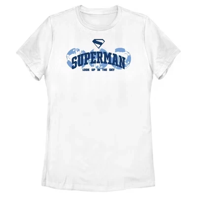 Женская футболка Superman Look Up in the Sky World белого цвета