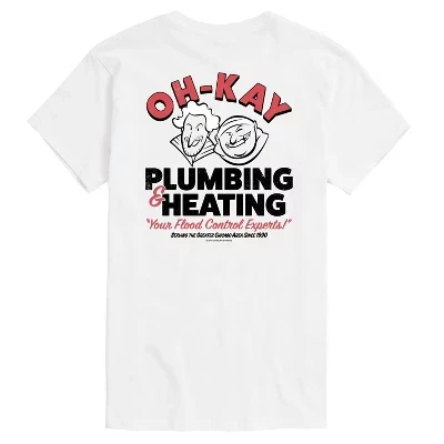 Мужская футболка Ohkay Plumbing с коротким рукавом и рисунком, белая