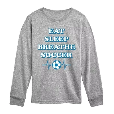 Ешь, спи, дыши Футбольная футболка с длинным рукавом и рисунком athletic heather