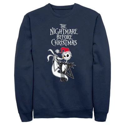 Мужская толстовка с логотипом Jack Skellington Santa Hat синего цвета