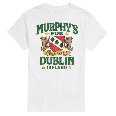 Мужская футболка Murphys Pub Dublin с коротким рукавом и рисунком, белая