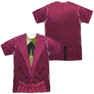Футболка с сублимированным костюмом для взрослых Popfunk Classic Tv Joker Uniform с принтом спереди и сзади, белая