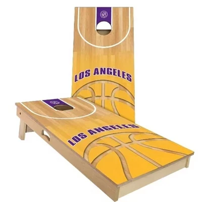 Набор досок для баскетбола LA Basketball Cornhole | Включает в себя (2) доски, (8) сумки и дополнительные аксессуары, а также чехол и подсветку