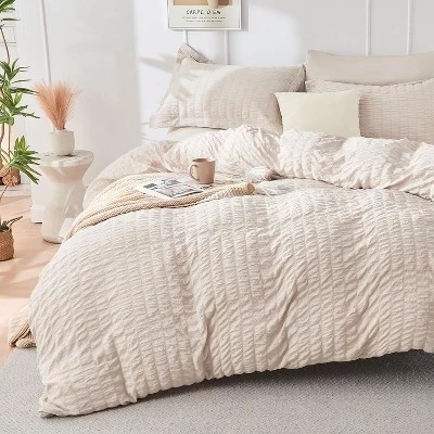 BALHAM TRADE-Комплект постельного белья из 7 предметов King Seersucker All Season Luxury в чехле для спальни бежевого цвета