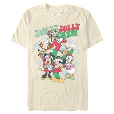 Мужская футболка Mickey & Friends Holly Jolly Crew, бежевая