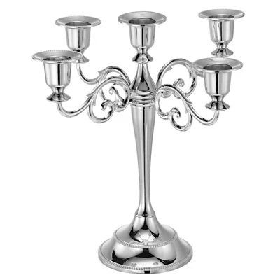 Канделябр Unique Bargains на 5 свечей, серебристый
