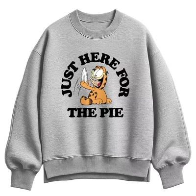 Женский свитшот Garfield Here For The Pie, серый