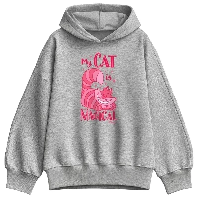 Женская - Алиса в Стране чудес - My Cat Is Magical Оверсайз Флисовая толстовка с капюшоном athletic heather