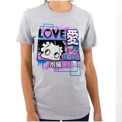 Женская футболка Betty Boop Love XOXO, серая