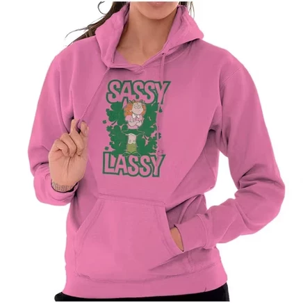 Ретро Мультфильм St Paddys Sassy Lassy Hoodie Толстовка с капюшоном женская лицензионная спортивная серая