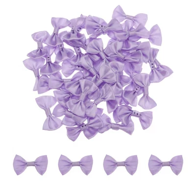 Аксессуары для подарочной упаковки Fabric Party DIY из атласной мини-ленты с бантиками 50 шт. фиолетового цвета