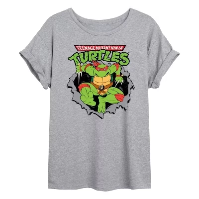 Женская футболка Raphael Breaking Through оверсайз с графическим рисунком серого цвета.