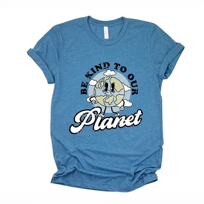 Women's Be Kind To Our Planet Short Sleeve Graphic Tee teal