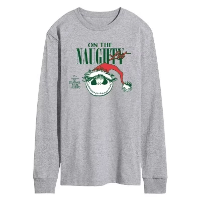 Мужская футболка с длинным рукавом и рисунком Nightmare Before Christmas - Naughty List Jack от athletic heather