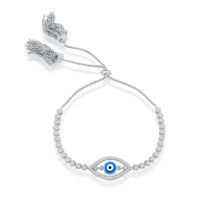 Браслет Bella Silver из серебра 925 с глазком, голубой