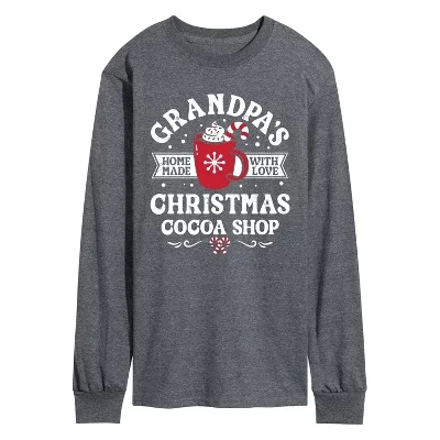 Мужская футболка с длинным рукавом и графическим рисунком heather charcoal от Grandpas Christmas Cocoa Shop