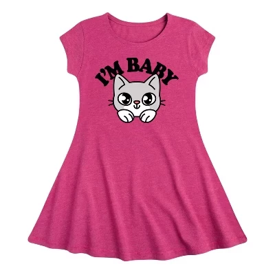 Im Baby Cat Fit & Flair - графичное платье с короткими рукавами цвета вереска и фуксии