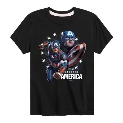 Captain America Collage Short Sleeve Graphic T-Shirt black