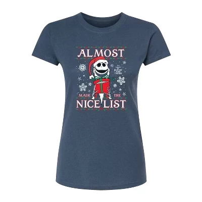 Женская футболка Disney Jack Nice List приталенная, индиго