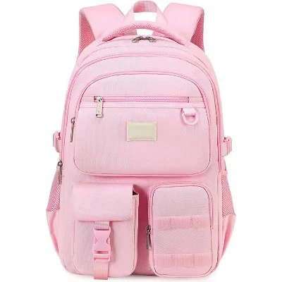 Heavy Duty Large Backpack – Multi-Pocket Bookbag for School, College & Travel pink