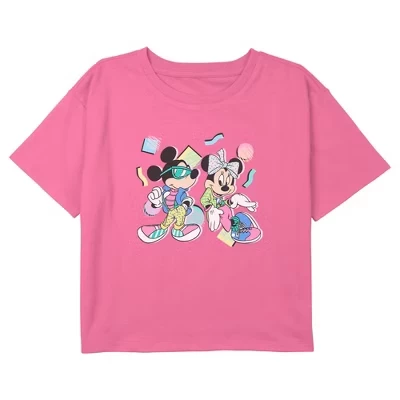 Укороченная футболка для девочек Mickey & Friends в стиле ретро 80-х с Минни и Микки Маусом
