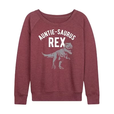 Женская легкая французская махровая рубашка Auntie-Saurus с широким вырезом и длинными рукавами и графическим принтом 
