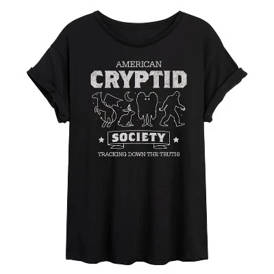 Женская футболка Instant Message «Cryptid Society», черная