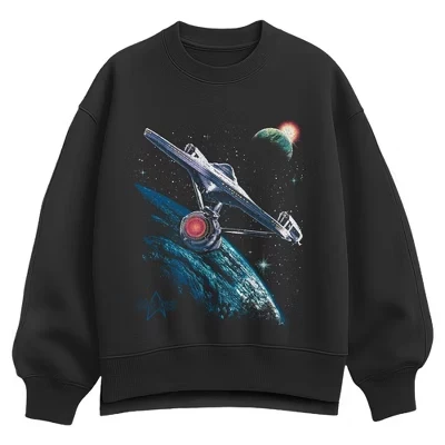 Женская толстовка Enterprise In Space Oversize из флиса черного цвета