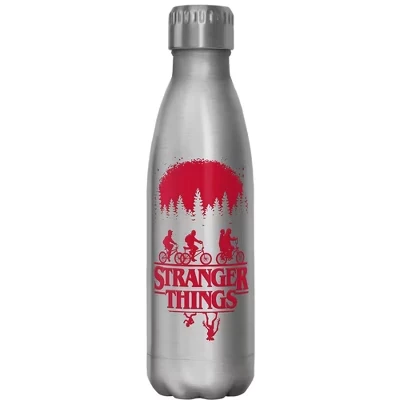 Бутылка Stranger Things «Чёрно-красный постер», стальная