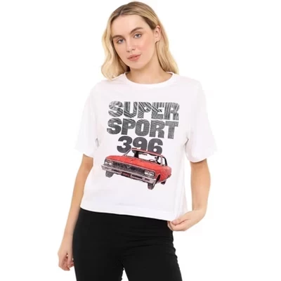 Женская укороченная футболка свободного кроя Chevy Chevelle Ss белого цвета