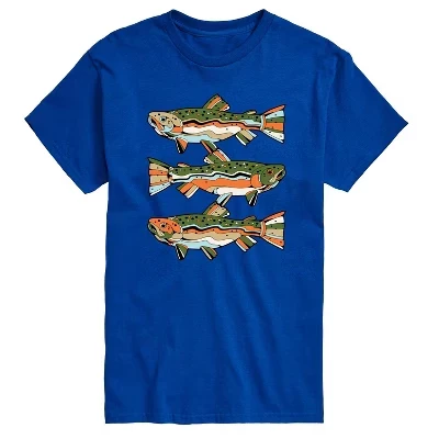 Мужская футболка с коротким рукавом Northern Trout и рисунком королевского синего цвета