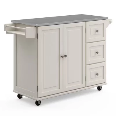 Большая кухонная тележка Dolly Madison с крышкой из нержавеющей стали - Homestyles white