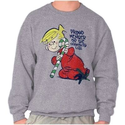 Унисекс свитшот Dennis the Menace Member of Naughty List, белый