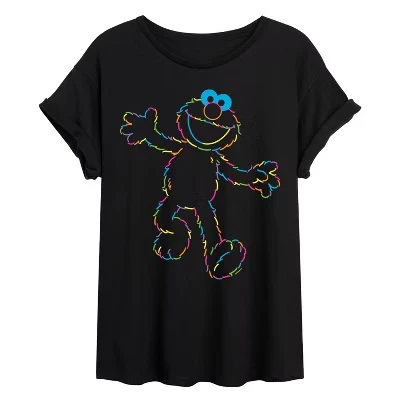 Женская футболка с объемным рисунком Elmo Color Lineart, цвет черный