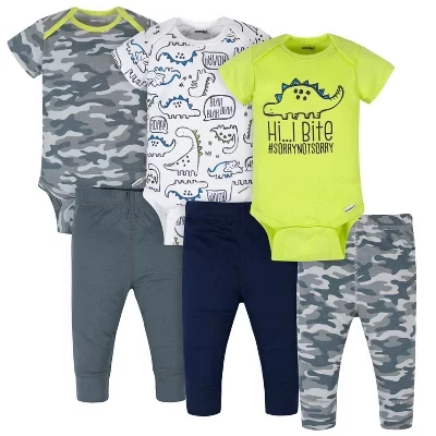 Набор для мальчиков Onesies, 6 предметов, динозавры