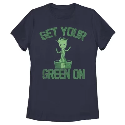 Women's  Groot St. Patrick's Day Get Your Green On T-Shirt blue