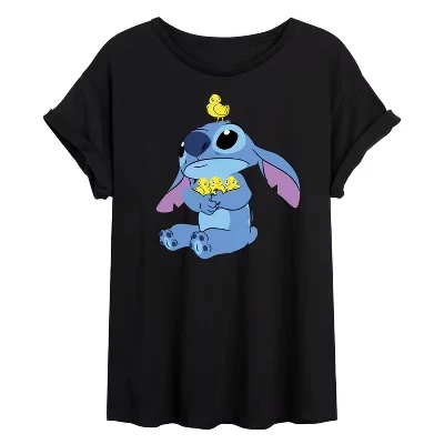 Женская футболка с объемным рисунком Stitch and Chickens черного цвета